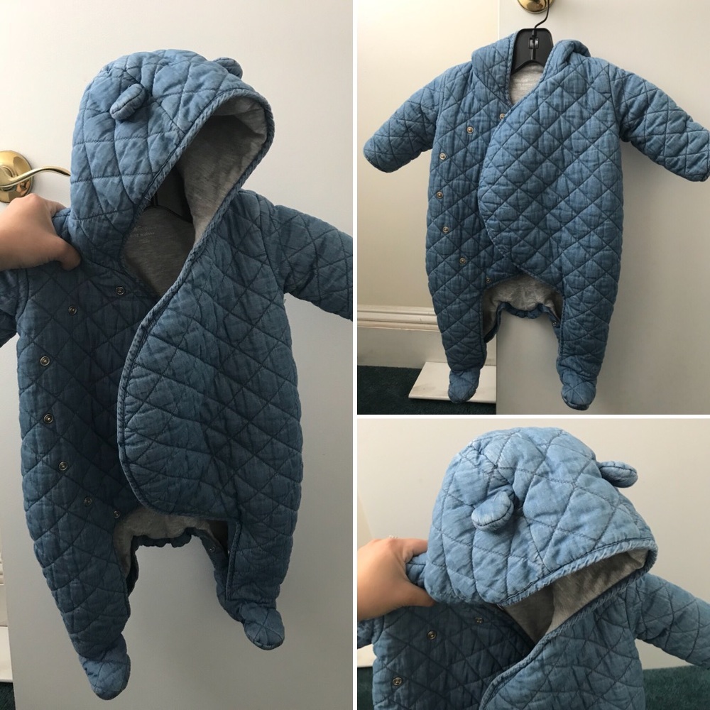 Baby Gap Quilted Overall Denim Chambray Jacket